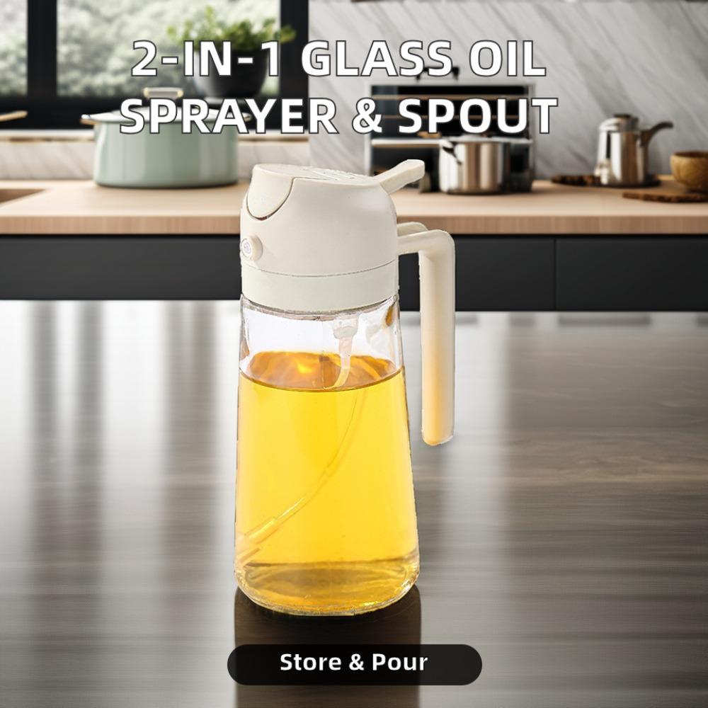 2in1 470ml Glass Spray Oil Sprayer Bottle Spray Oil Dispenser Oil Jar Cruet BBQ Kitchen Baking Roasting Picnic Kitchen Tool