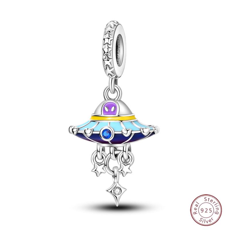 Copper Beaded Pendant Blue Shiny Zircon Suitable Original 3Mm Bracelet Women Fine Jewelry