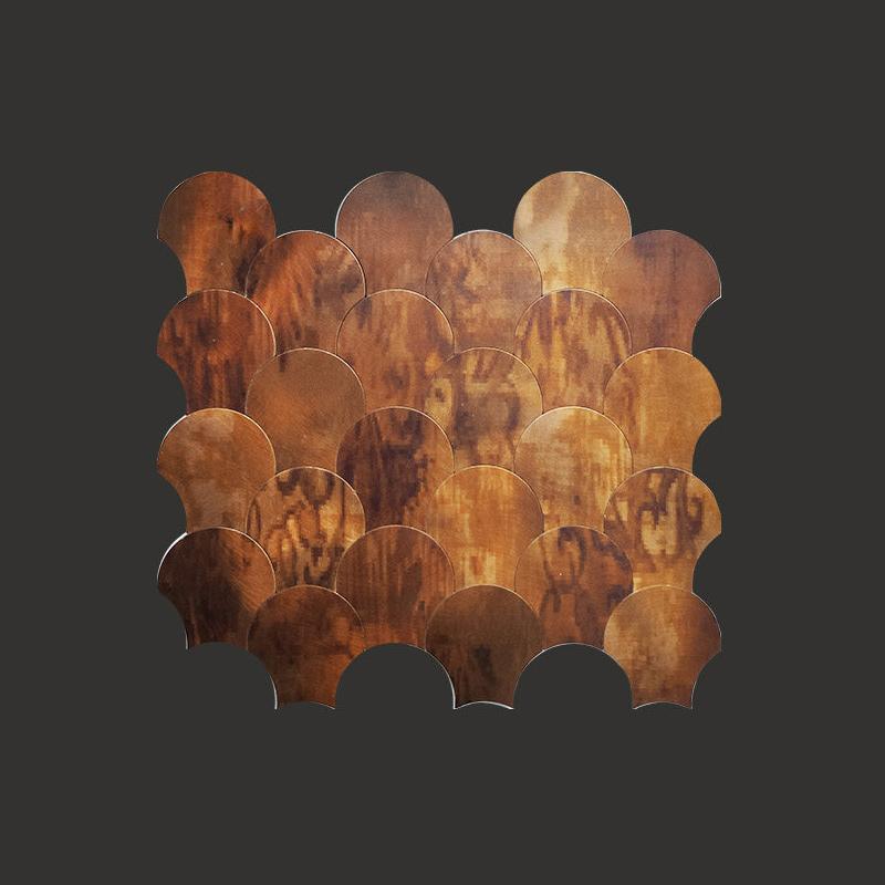 Shell Shape Metal Mosaic Tile Luxury Peel and Stick Self Adhesive Wall Tile for Entrance Hallway Backsplash Art Wall Decor
