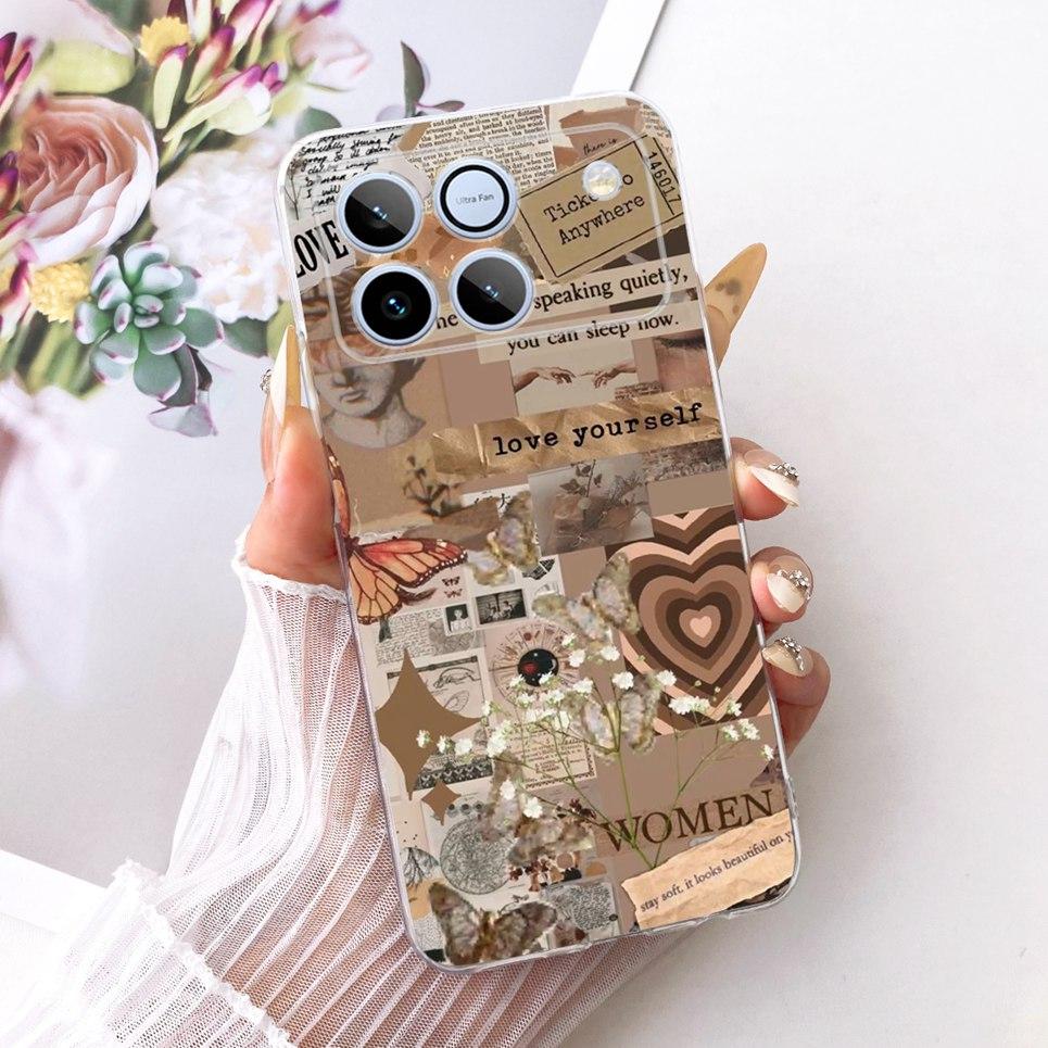 Bow Love Heart Pattern Cute Cat Phone Case For Honor Win 5G Casing Soft TPU Silicone Shockproof Back Cover Transparent Capa