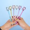 2Pcs Creative Shining Rhinestone Pen Cartoon Cat Rhinestone Pen Cute Stationery Student Office Supplies Gift Prize