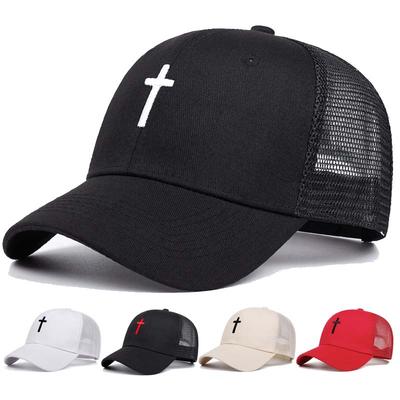 Unisex Baseball-Netzcaps mit Kreuzstickerei Hip-Hop-Kappe Frühling Sommer Outdoor Verstellbare Freizeitkappen Sonnenschutzhut