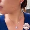 Charming Real 925 Sterling Silver Cubic Zirconia Jewelry Set Pink CZ Square Pendant Earrings Jewelry Set for Women Banquet