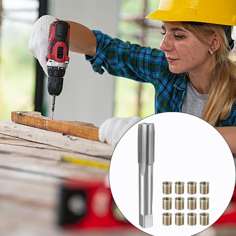 Spark Plugs Thread Repair Tool Metal Inserts M14x1.25 Tap Rethreaded Kit Professional Spark Plugs Thread Hole Repair Tool