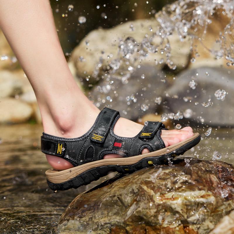 Letnie Męskie Sandały ze Skóry Naturalnej w Dużych Rozmiarach Męskie Sandały Plażowe Sandały Outdoorowe dla Mężczyzn