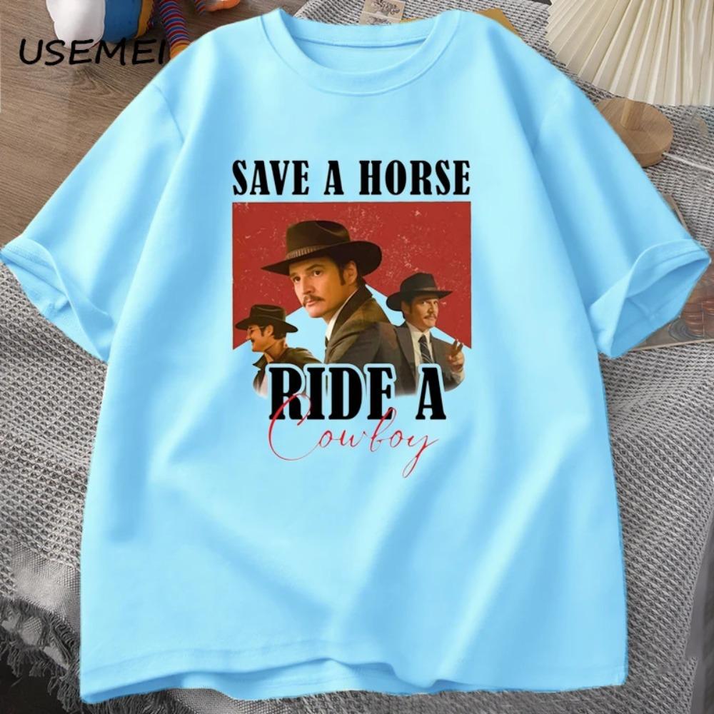 Pedro Pascal T-Shirt Cowboy Graphic Tshirt Save A Horse Ride A Cowboy Tees Pablo Escobar Lats of Us Mandalorian T Shirts Summer