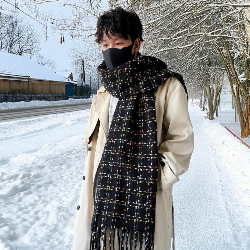 Winter Christmas red atmosphere soft waxy scarf female couple style holiday gift high sense angola red plaid shawl