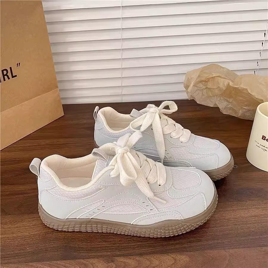 2025 Spring New Retro Round Head Casual Board Shoes Platform Training Shoes Versatile Little White Shoes Sports Shoes Women