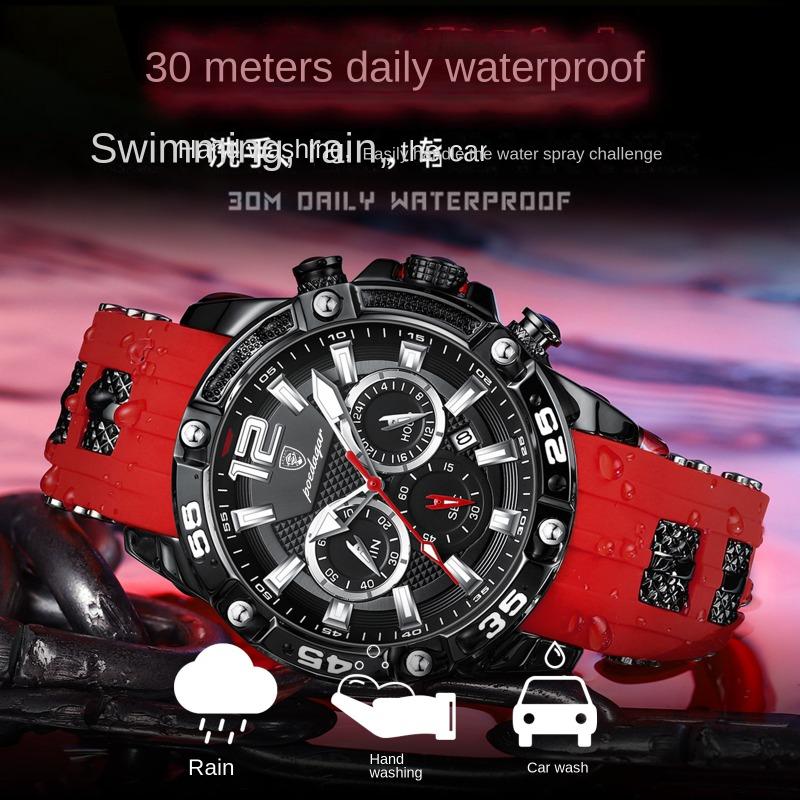 Top Brand Multi-function New Men's Watch Silicone Tape Quartz Waterproof Luminous Fashion Watch
