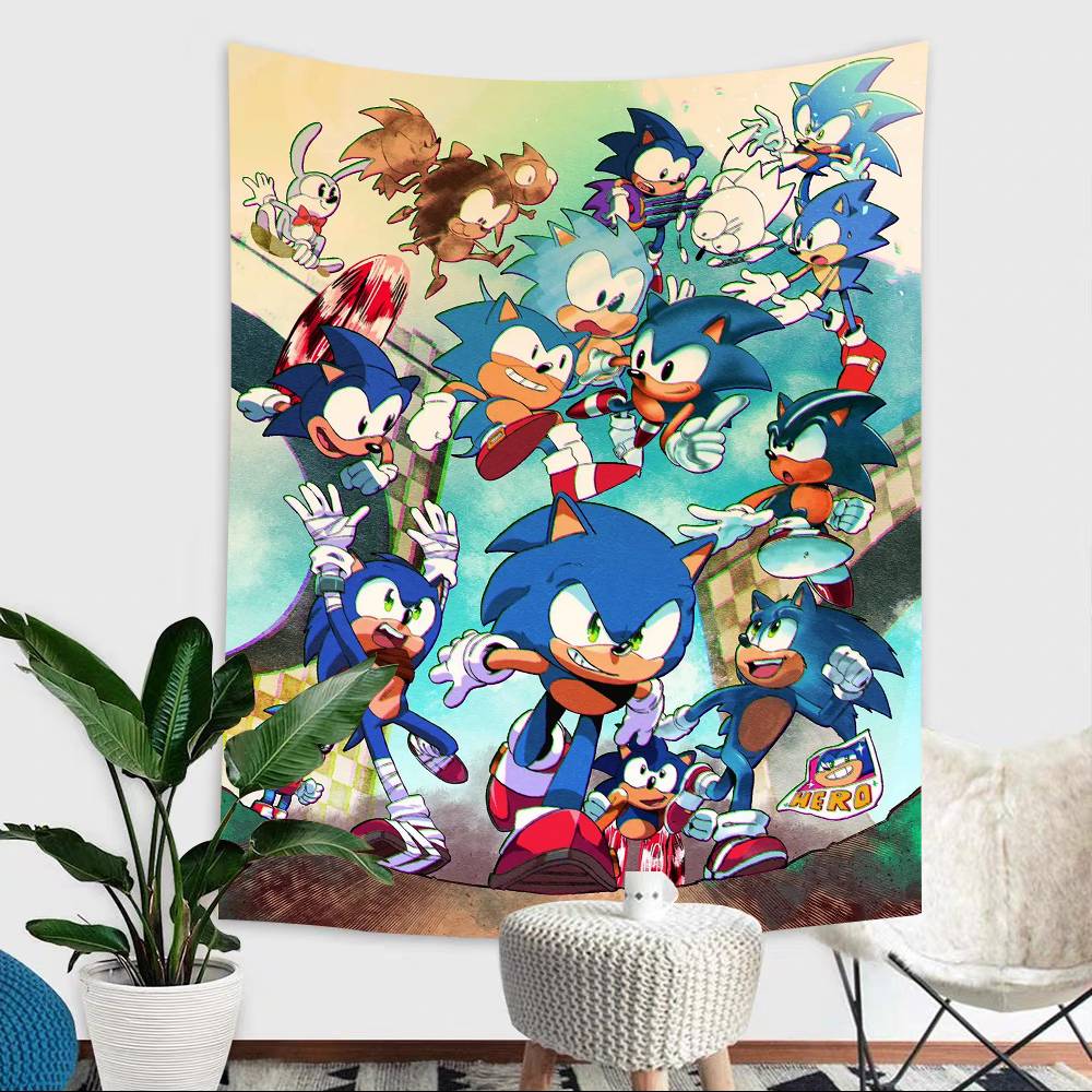 Classic Anime Sonic Characters Theme Background Party Decoration Baby Gifts Space Decoration Banner Children Photography Props