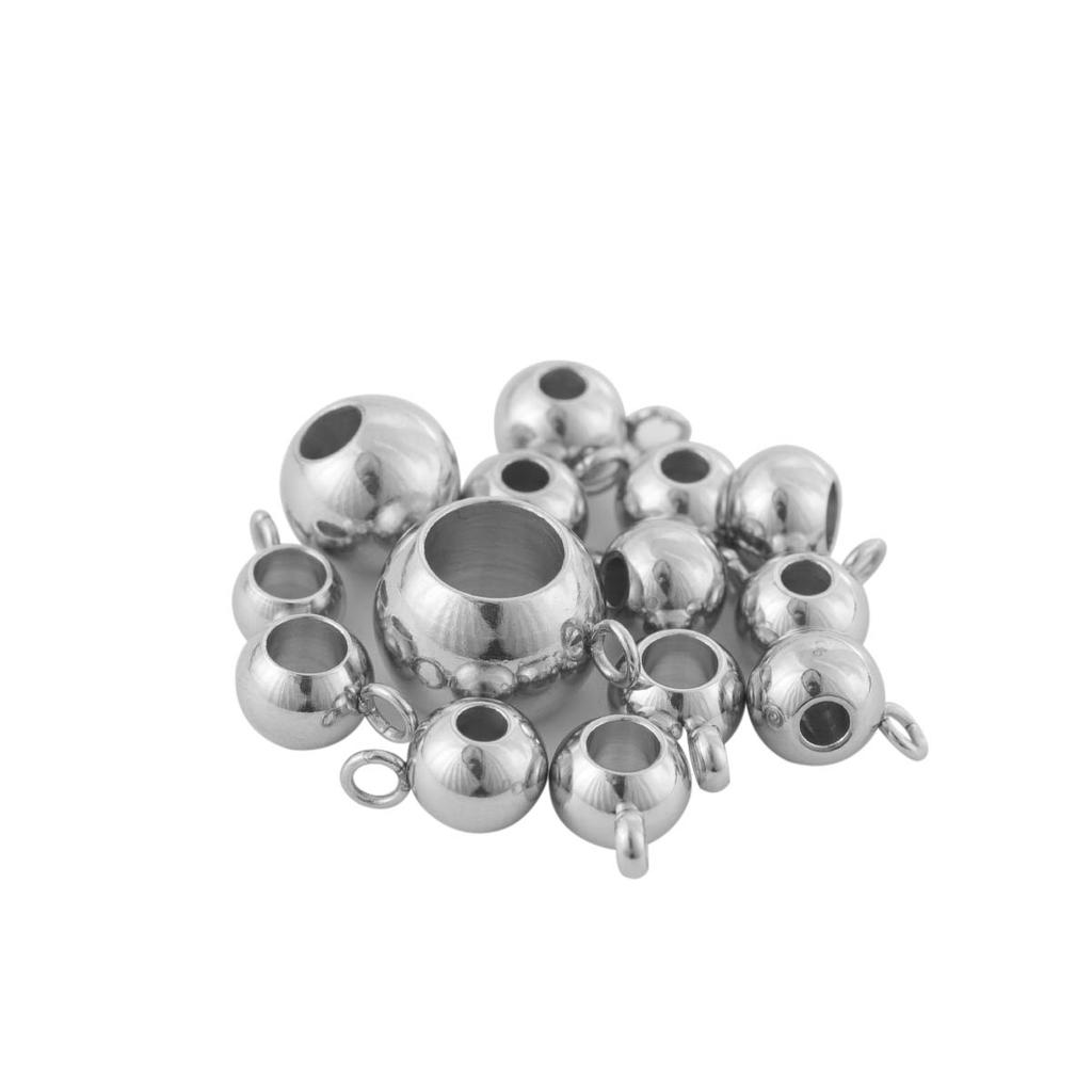 10-20pcs Stainless Steel Beads Big Hole Beads Bail Beads Spacer Beads Charms Connecters For Jewelry Making DIY Necklace Bracelet
