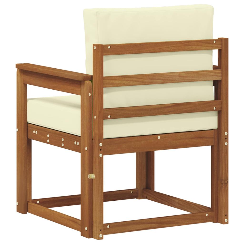 Outdoor Sofa Solid Acacia Wood and Polyester Natural