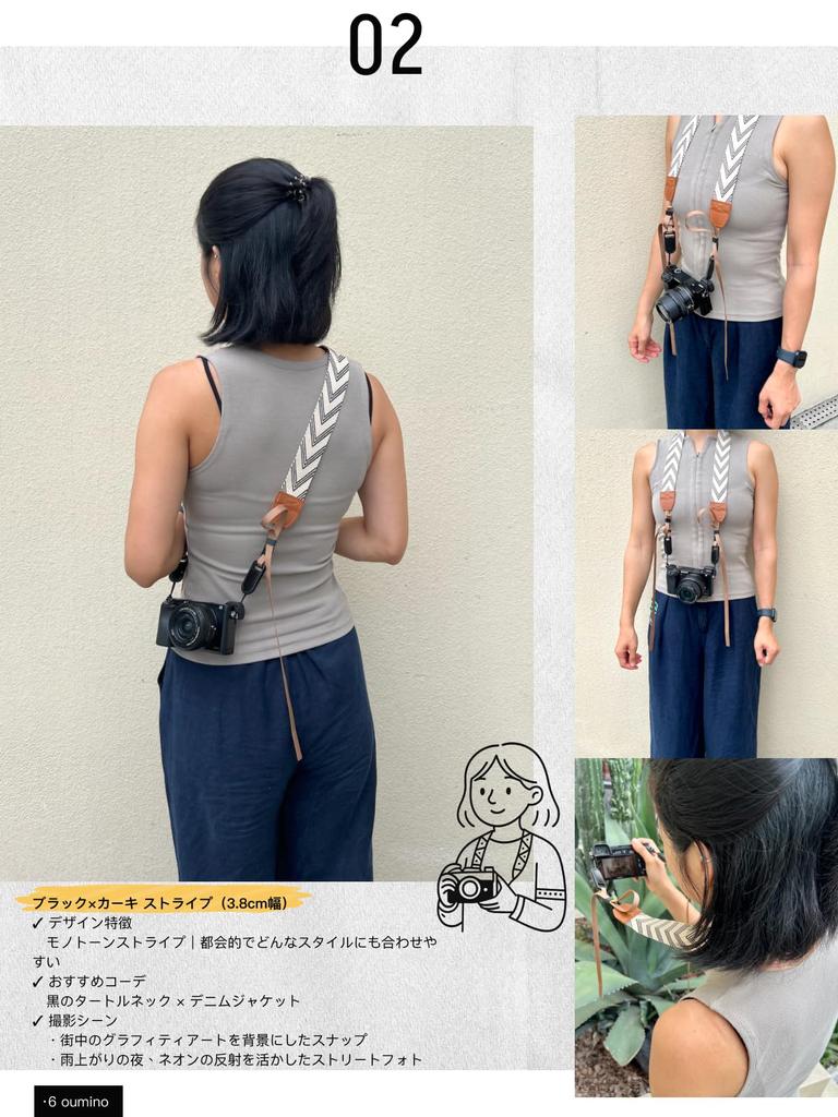Oumino Camera Compatible with and Mirrorless Embroidered Retro Adjustable Length with Stylish and Cute Strap, Neck/Shoulder Strap, Compact, SLR,