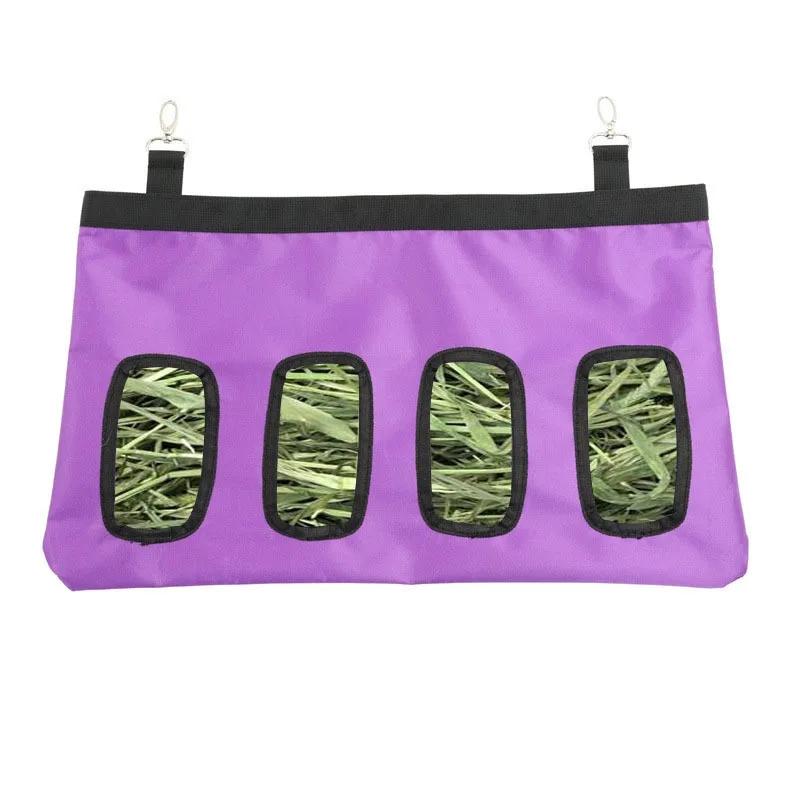 4 Holes Hay Bag Hanging Pouch Feeder Holder Feeding Dispenser Container for Rabbit Pig Small Animals Pet Bunny Cage Accessories