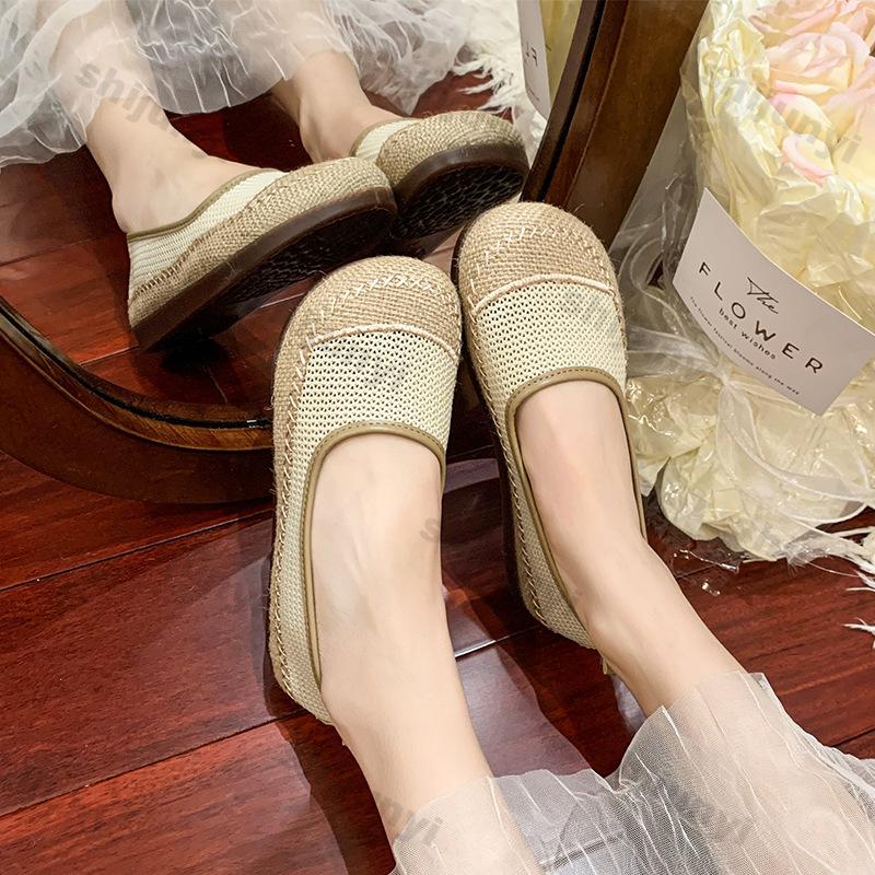 Fashion Women Loafers 2025 Spring Summer New Fashion Wear Comfortable Flat Shoes Slip On Vintage Breathable Mesh Hollow Casual Shoes