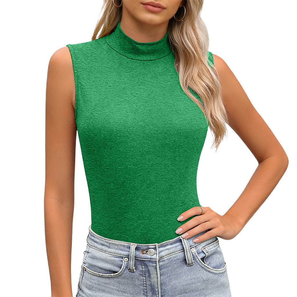 Women's Sleeveless Turtleneck Slim Fit Stretch Basic Casual Tank Top Soft Fabric Comfortable Fit Suitable for Layering and Everyday Wear