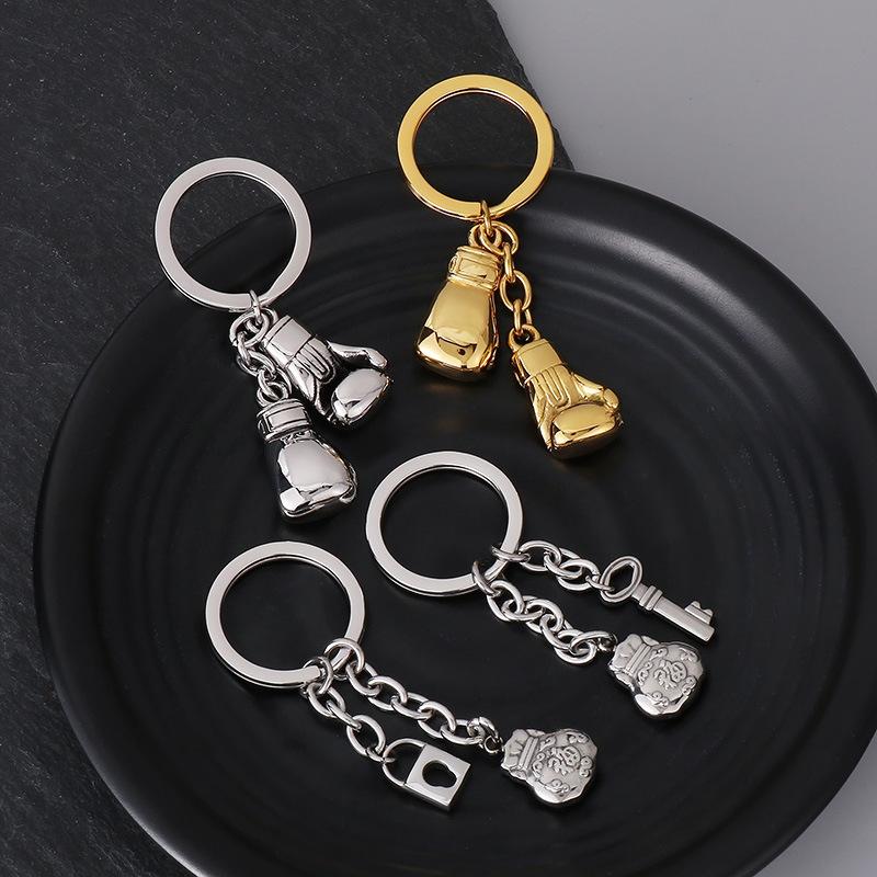 Portachiavi Personalizzato Sacchetto della Fortuna, Regalo Creativo Uomo Donna Acciaio Inossidabile Fitness Sport Pugilato Guantoni Portachiavi