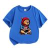 Kids Boys Girls 100% Cotton Crew Neck Short Sleeve T-Shirt, Funny Capybara Gamer Pattern Casual Soft Breathable Tee For Game Lovers Children Daily Wea