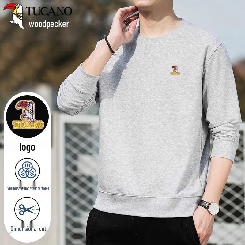 TUCANO Men's Solid Round Neck Long Sleeve Sweatshirt