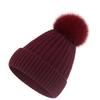 European and American New Fiber Fleece Core-spun Yarn Wool Cap Real Fox Hair Ball Knitted Cap Twist Pattern Thread Sleeve Hat