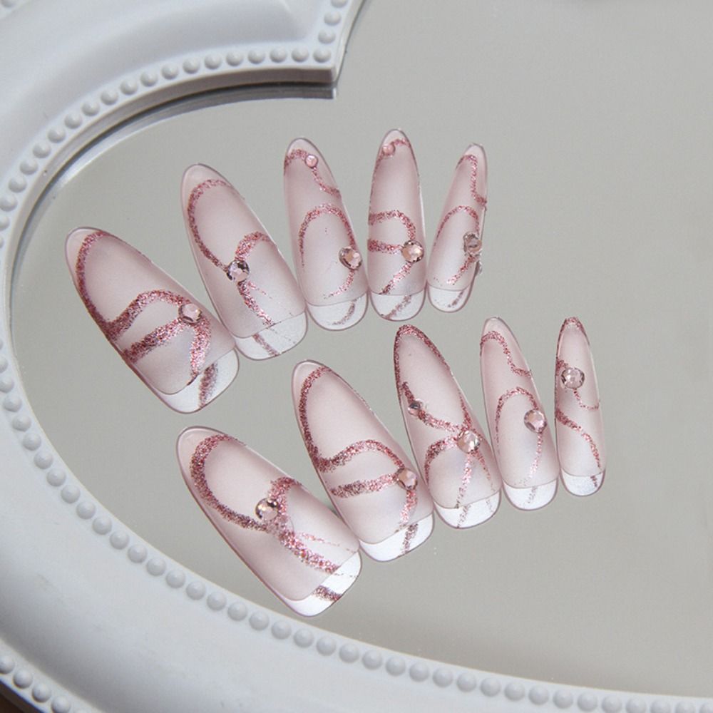 24pcs Long Stiletto and Ballerina Fake Nials Cat Eye Press on Nails Manicure False Nails  DIY