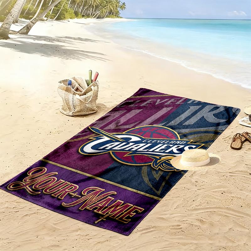 Name Custom Cleveland Cavaliers Logo Print Beach Towel, Large Soft Quick Dry Towel for Beach Camping Swimming
