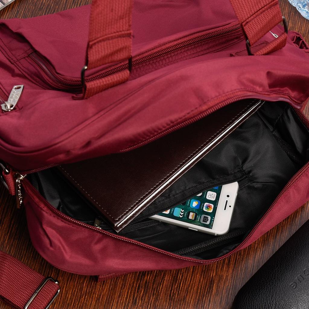 Torebka damska lekka duża A4 modna torba shopperka bordowa na ramię Beltimore J32