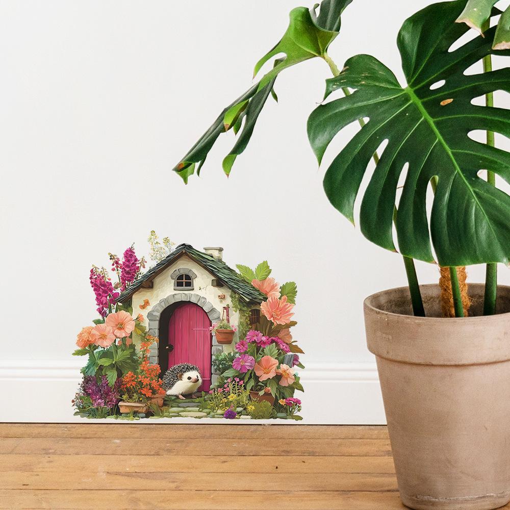 Creative Flower Hedgehog House Living Room Dining Room Home Decoration Wall Stickers