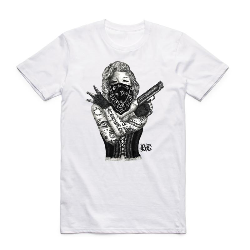 

2019 Мужская Женская Татуировка Мэрилин Монро Ретро Сексуальная Белая Футболка Лето Круглый Вырез Короткий Рукав Зомби Стиль Панк Свэг Повседневная Футболка 4XL
