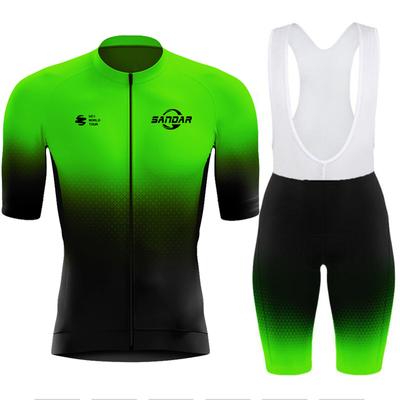 2025 High Visibility Cycling Outfit Men - Short Sleeve Jersey + Padded Shorts Set Moisture Wicking Bicycle Sportswear