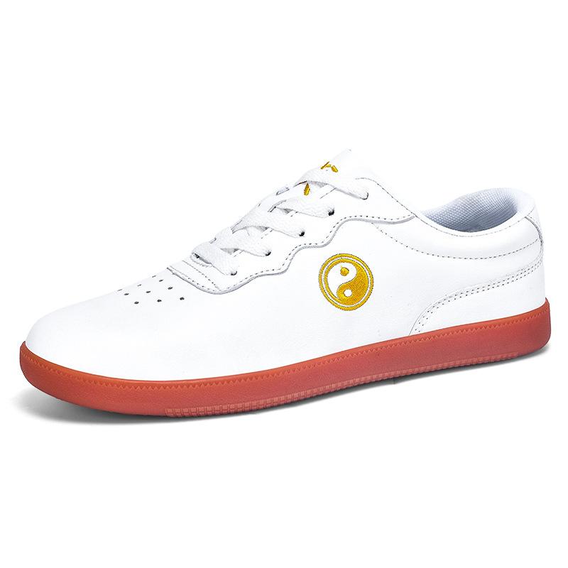 Tai Chi Shoes Microfiber Leather Beef Tendon Sole Baduanjin Practice Shoes Martial Arts Performance Competition Sports Shoes Breathable Spring and 