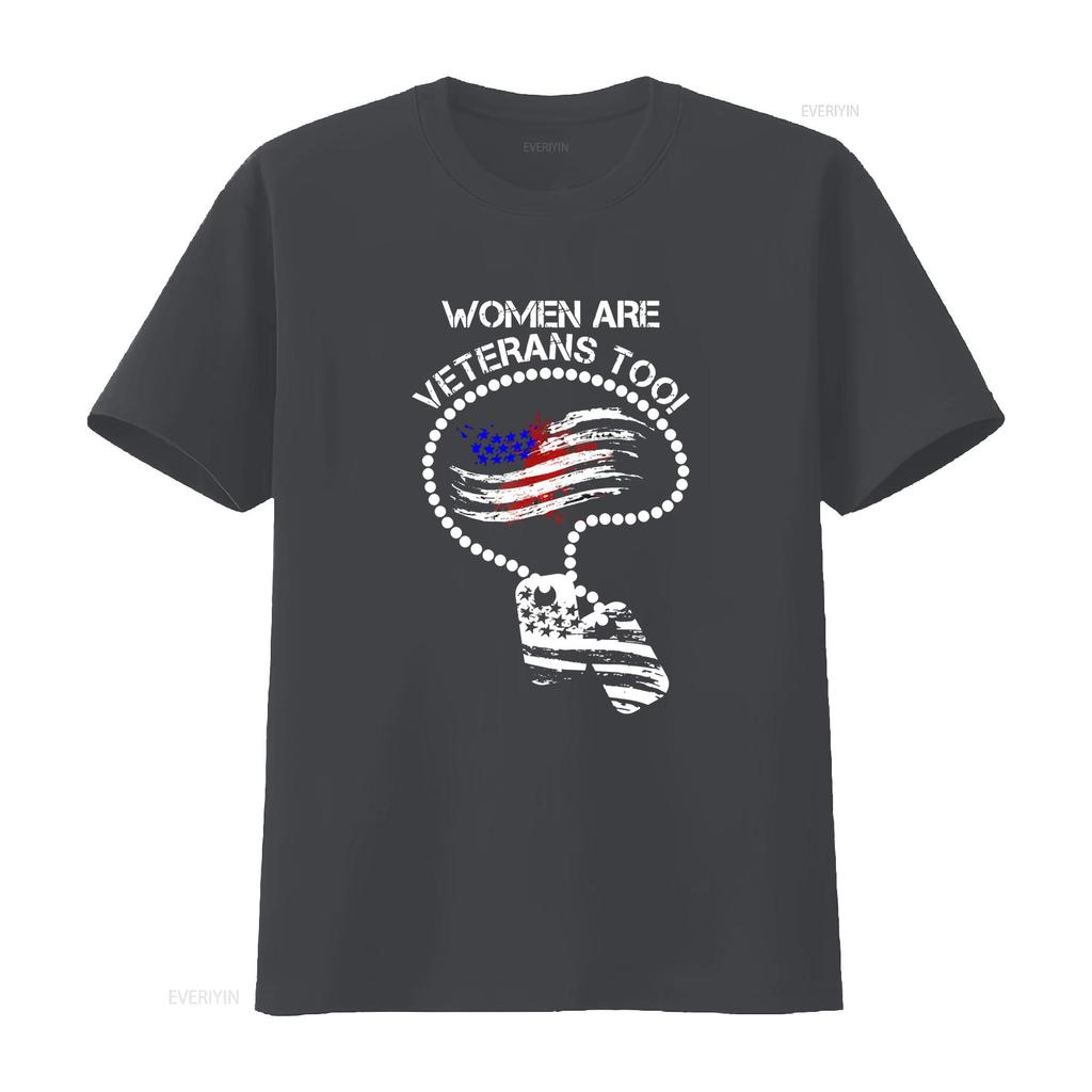 Womens Women Are Veterans Too T Shirt Black Vintage Washed Fashion Slightly Breathable Soft Graphic Unisex Homme