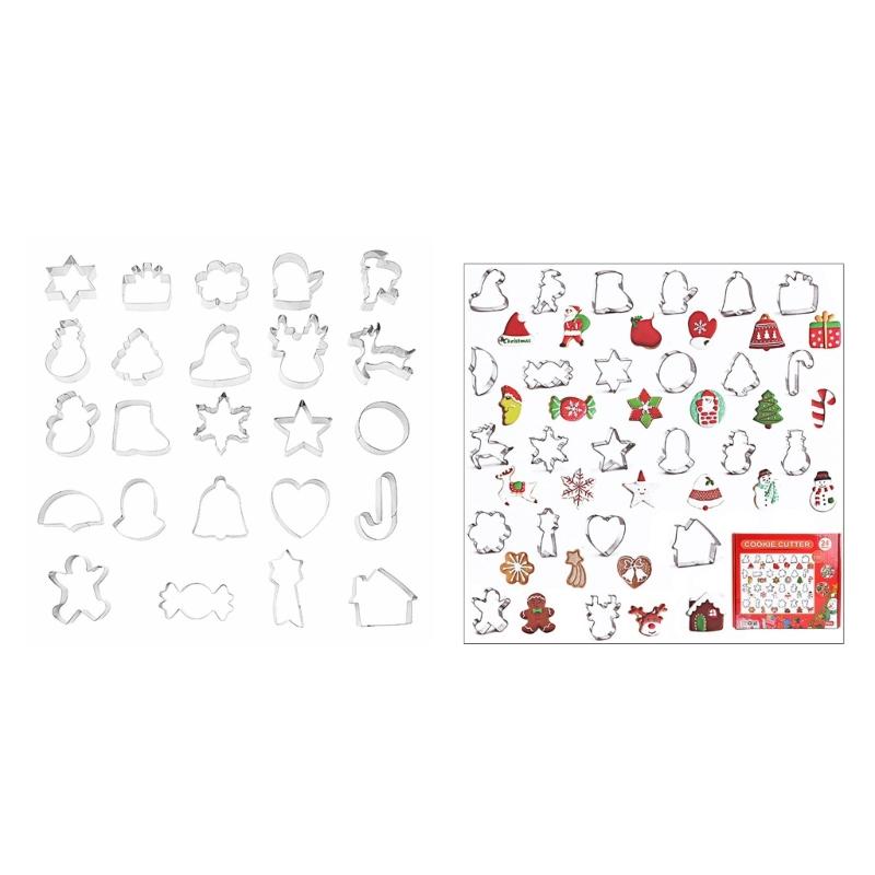 Pack of 24 Christmas Biscuit Molds Pastries Decorating Molds Biscuit Moulds 430Stainless Steel Cutting Molds for Biscuit