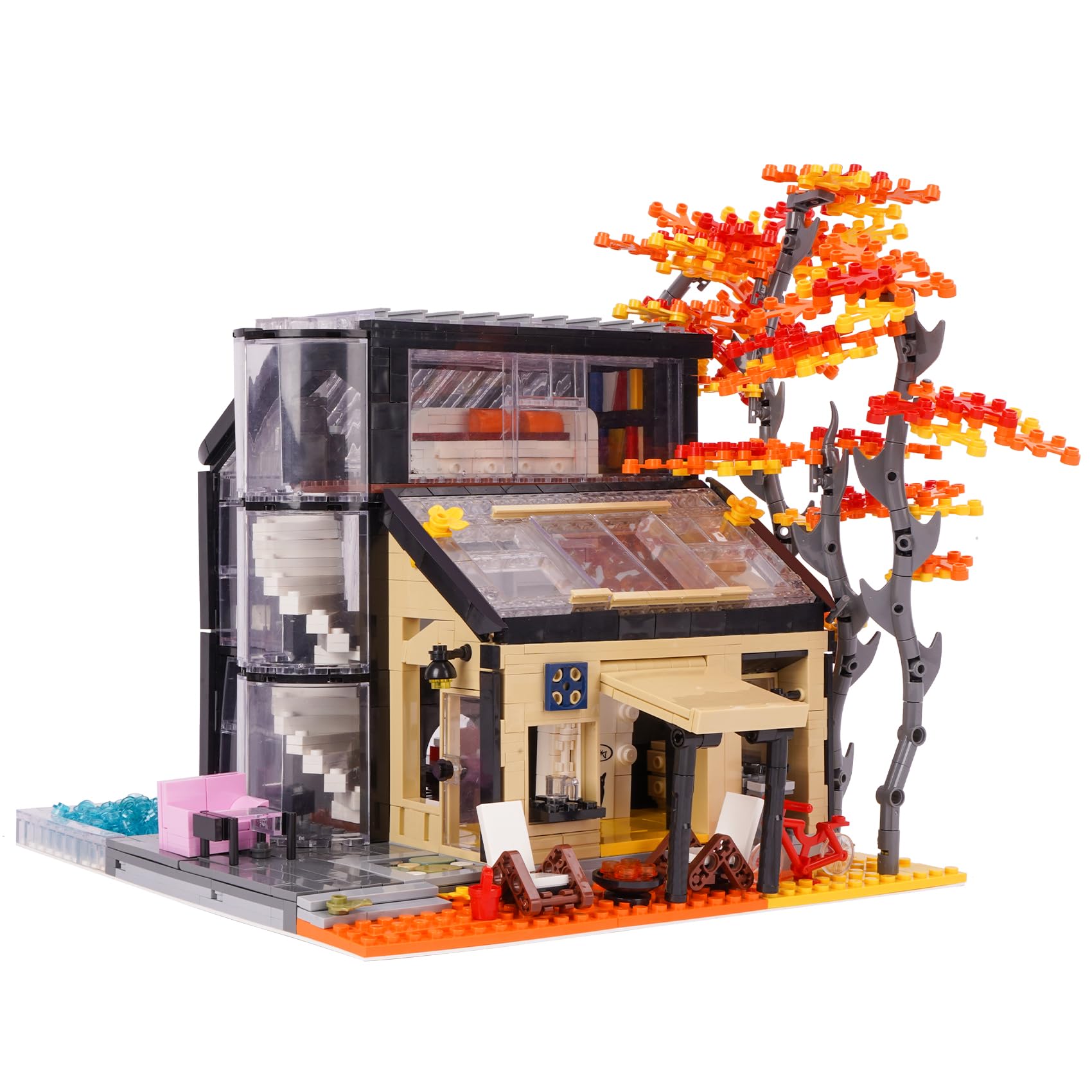 

Oichy Maple Villa Mini Block Building Room House Building Kit for Kids and Maple Autumn DIY Handmade Educational Perfect Gift for School Christmas