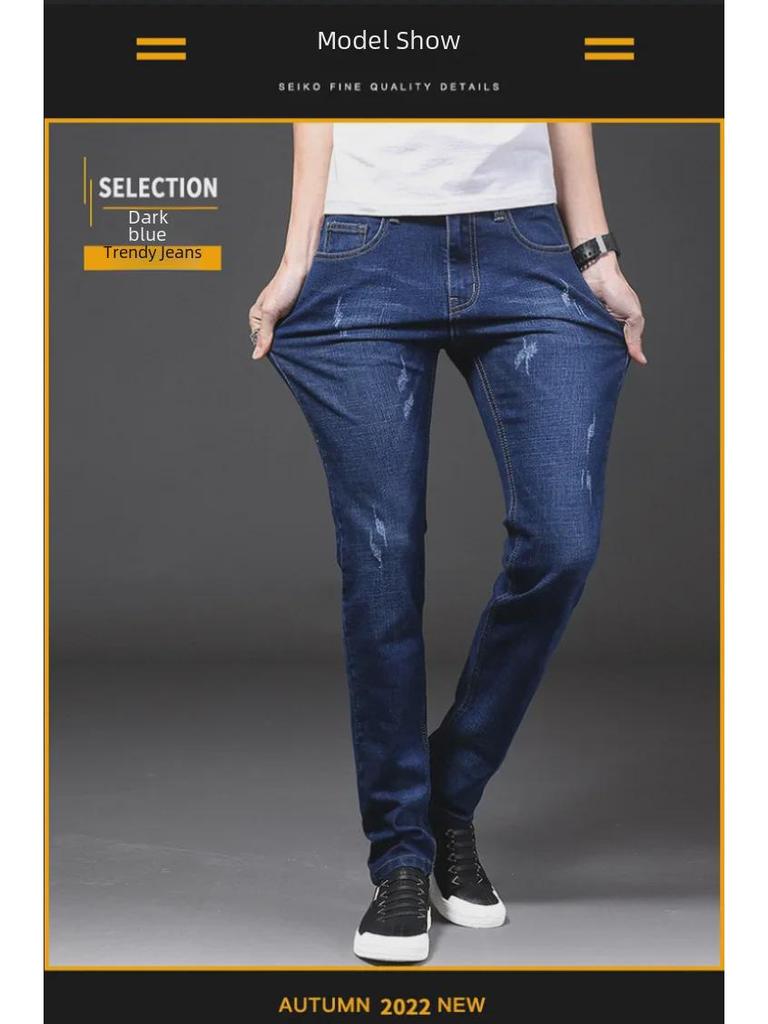 Herrenjeans mit geradem Bein für Frühling und Herbst: High-End Casual National Trend