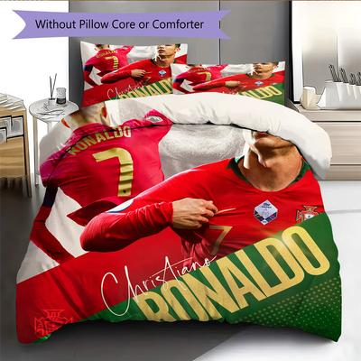 Cristiano Ronaldo Pattern Bedding Quilt Set Home Decoration Gift (1 * Duvet Cover + 2 * Pillowcase Without Core)