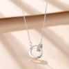Fashion Light Luxury Dainty  925 Silver Color Diamonds Inlaid Circle Rings Pendant Choker Necklace Gift for Women