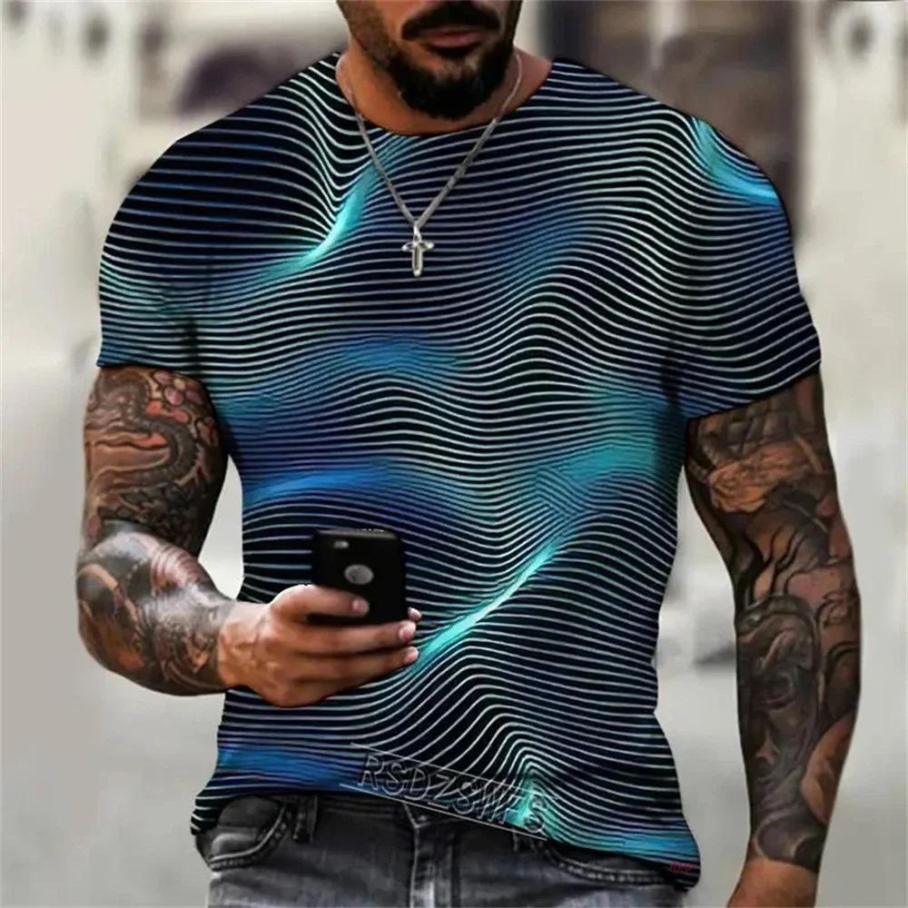 New Summer Men's Abstract Design T-Shirt Fashion Casual 3D Printing Loose O Neck Short Sleeve Street Personality Plus Size Tops