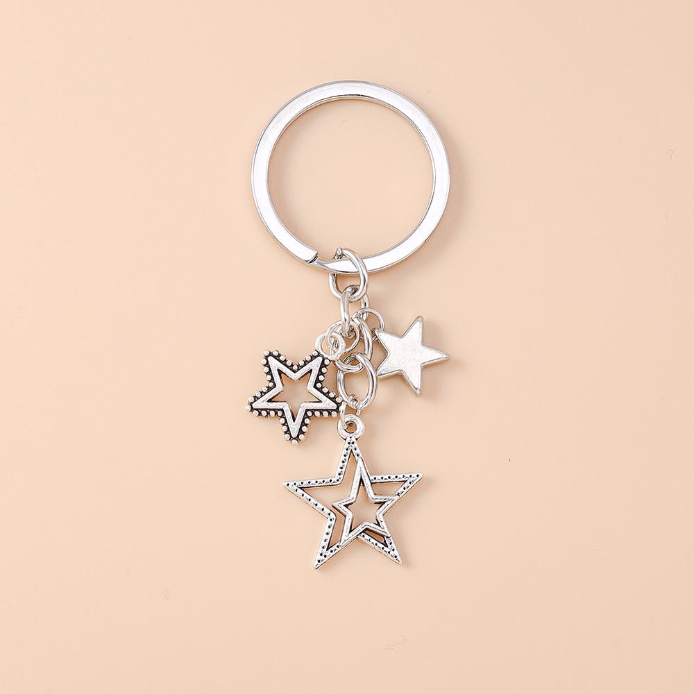

New Alloy Crystal Cross Keychain Star Key Ring Pendants for Women Girls Handbag Decor DIY Handmade Key Chain Jewelry Gifts