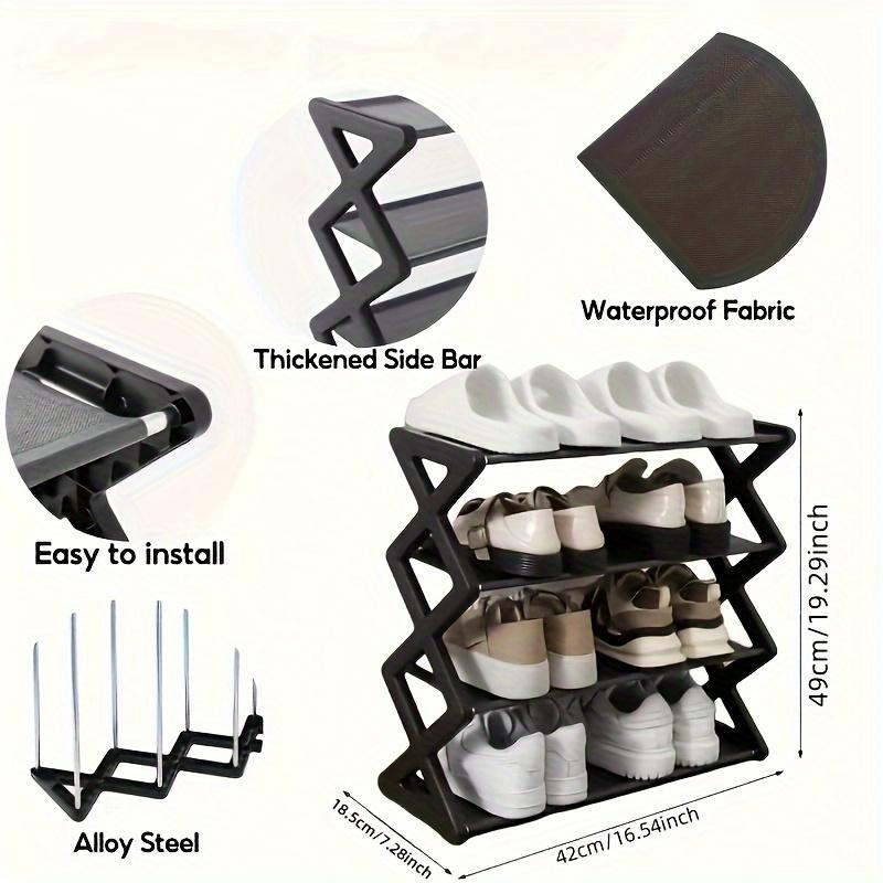 Minimalistisches 4-stöckiges Schuhregal aus Metall | Platzsparende Aufbewahrung für Sportschuhe, Einfache Montage, Langlebiges Design, Geeignet für Eingangsbereich, Schlafzimmer und Wohnheim