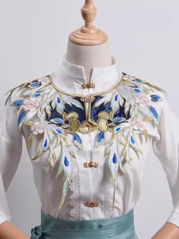 Women's Spring Summer Vintage Embroidery Pashmina Female  Shawl Cloak Pearl Collar R657
