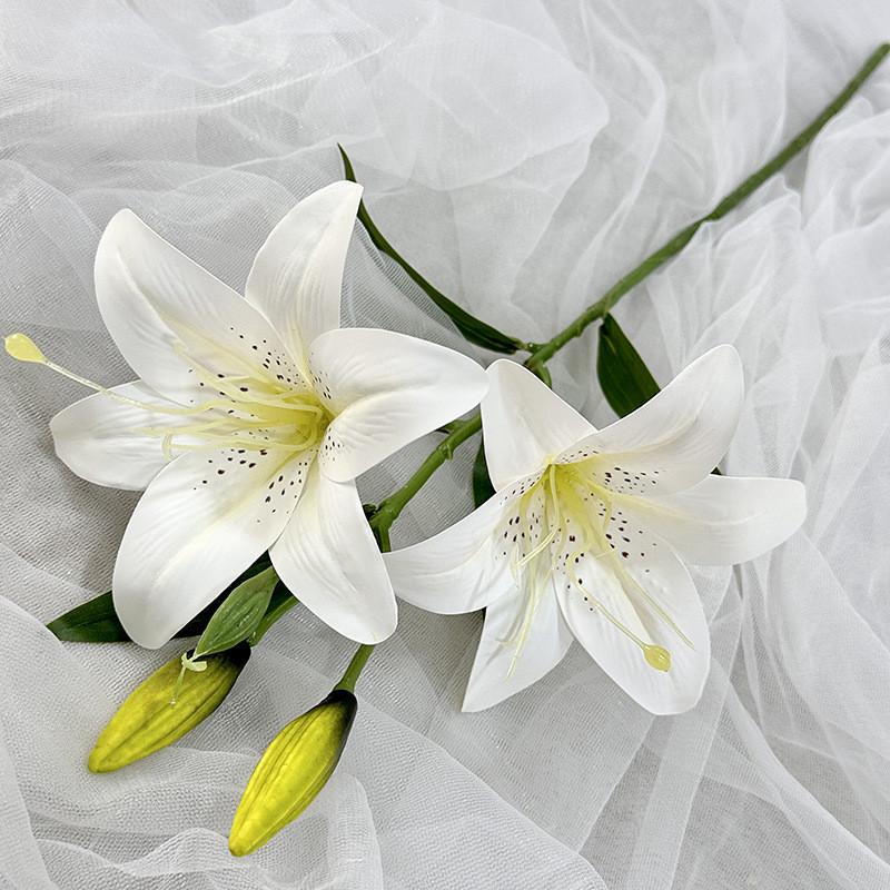 Luxury Artificial Lily 2head Florals With Delicate Craftsmanship For Home Decoration And Wedding Settings
