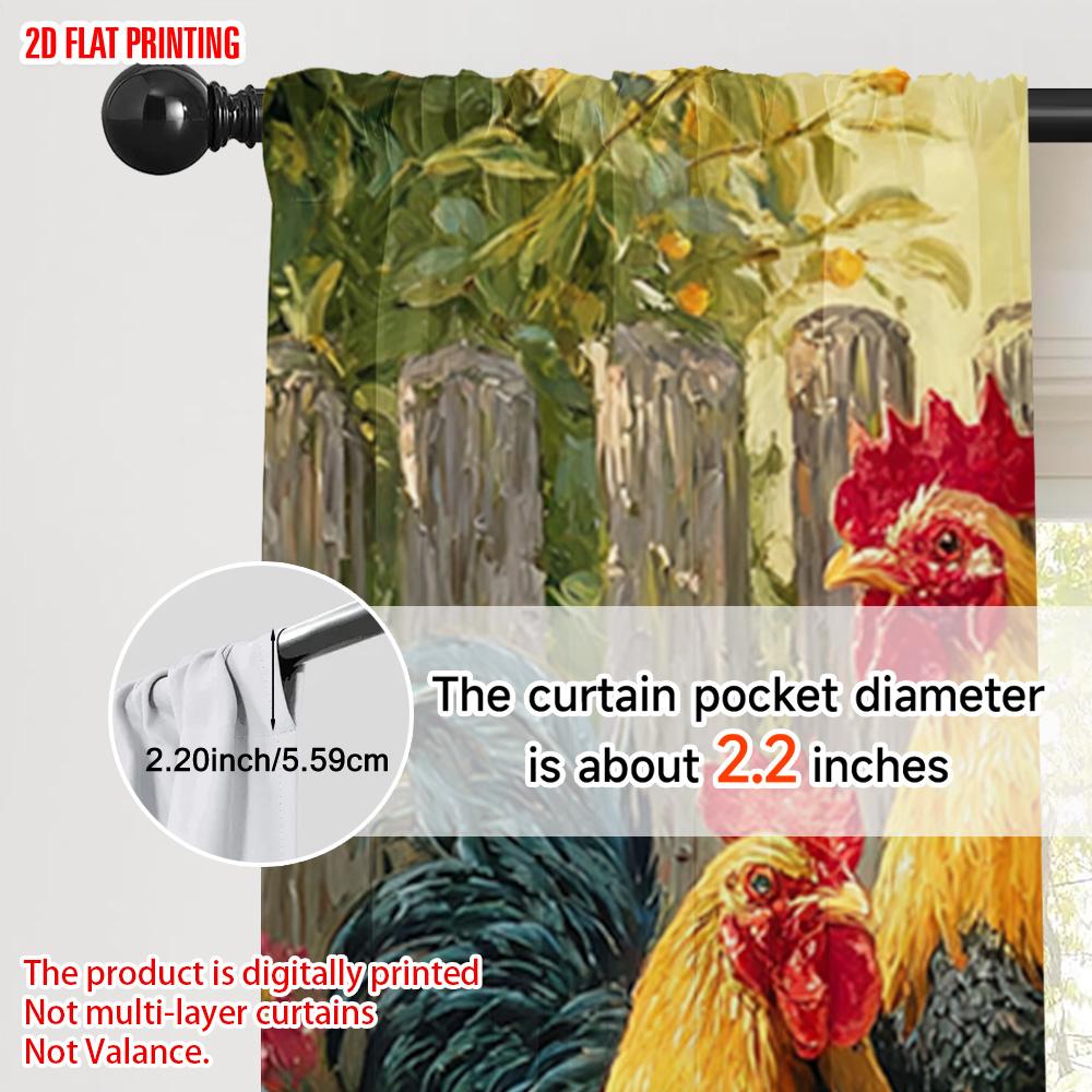 2pcs   Plane Printing Curtains Chicken Theme Polyester (without Rod) Decorations Inside Ldeal for Bedroom & Living Room