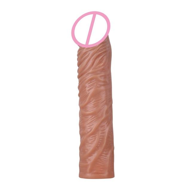 Realistic Penis Extender Cock Sleeve Reusable Condom Silicone Penis Delay Ejaculation Dick Enlargement Extension Man Sex Toys 18