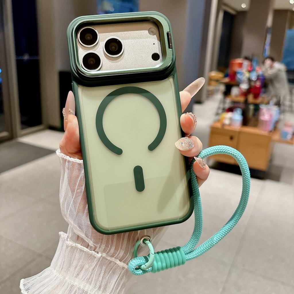Skin-sensitive Lens Holder, Suitable for iPhone17PRO Magnetic Mobile Phone Case with Lanyard, Anti-drop Apple 16/15 Hard Case.