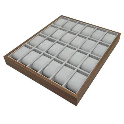Convenient 24 Slots Watch Showcase Tray Modern Watches Holder Wooden Wristwatch Organizer Jewelry Exhibition Stand