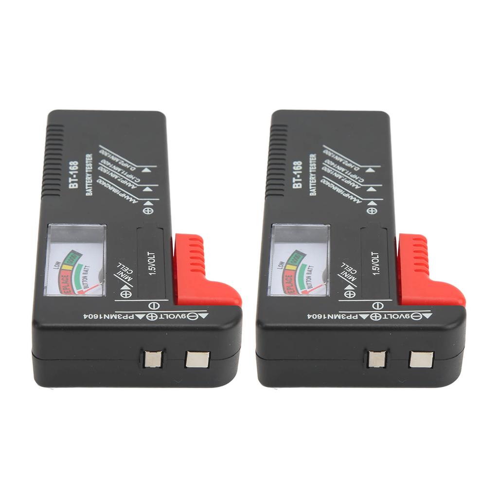 2PCS Pointer Type Battery Tester Portable Button Cell Level Checker for for AA AAA 1.5V 9V