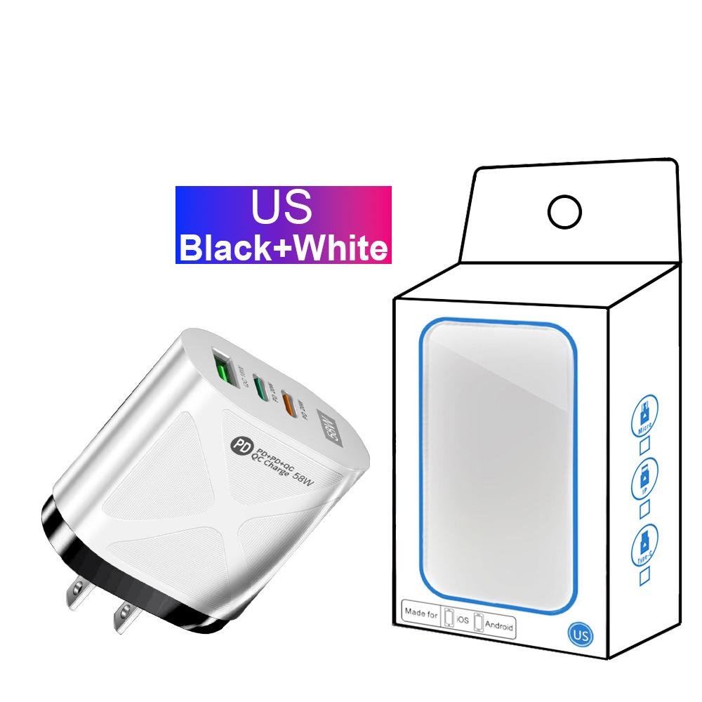 58W Dual Fast Charger with 2PD+QC3.0, EU/US/UK/AU Plugs