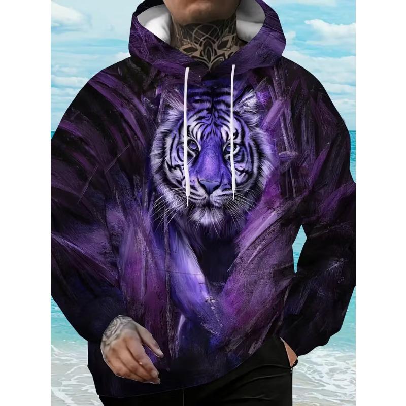 Autumn Men'S Leopard Print Hoodie 3D Printing Long Sleeve Pullover Casual Streetwear Cartoon Character Hoodie Man Hoodie