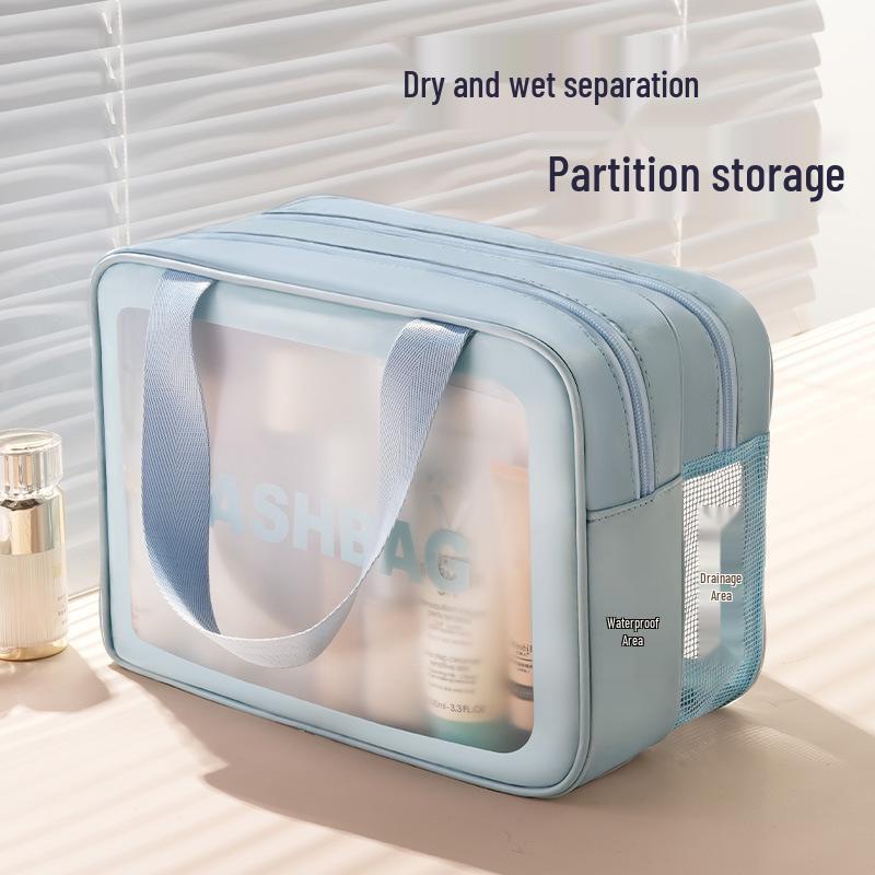 

Waterproof Wet/Dry Separation Travel Bag - Large Capacity for Swimming, Bathing & Makeup Storage Black Medium